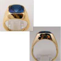 MENS RING ANTIQUE VINTAGE COLLECTIBLE DECO SAPPHIRE 10K YELLOW GOLD 