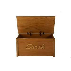 Oak Toybox with Wooden Letters in Brush Script Font  