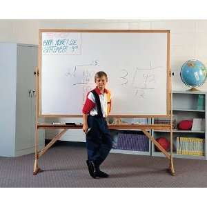   Floor Standing Board Markerboard Corkboard Combination Wood Frame 4 H