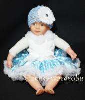 Newborn Baby Blue White Dots Pettiskirt with White Top in White Rose 3 