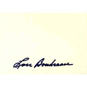  Lou Boudreau Autographed 3x5 Card   Cleveland Indians 