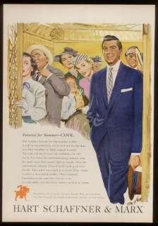 1952 Hart Schaffner + Marx mens suit fashion print ad  