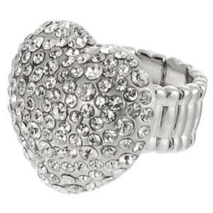 Brinley Co Stainless Steel White Pave set Solitaire cut Czech Crystal 