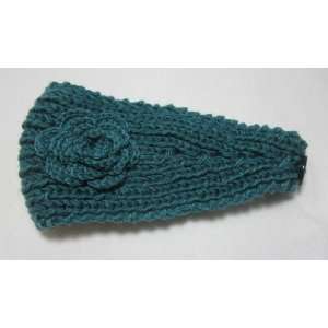   NEW Blue Knit Ear Warmer Winter Headband with Flower, Limited.: Beauty