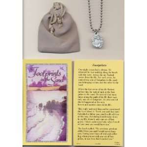  Footprints in the Sand Necklace with Holy Prayer Card and 