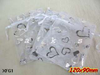 50x Wedding favor gift bags jewelry organza candy pouches white 5*3.5 
