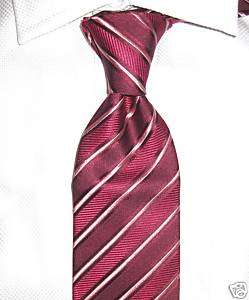 CHARVET PARIS TIE CRIMSON/WINE/MAUVE REPP STRIPES NEW  