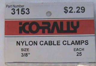 150 New Ico Rally 3/8 Nylon Cable Clamps Part 3153  