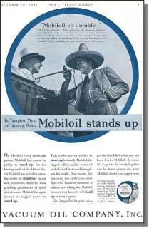 1931 Mobil Oil Stands Up, Vacuum Oil Company Print Ad  