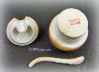 Tan Luster Hand Painted Boat Condiment Set with Spoon  