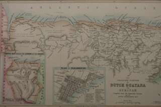 1864 DUTCH WEST INDIES LARGE ORNATE MAP BY BARTHOLOMEW  