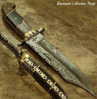 Emanueles RARE 1 OF A KIND FULL TANG CUSTOM DAMASCUS BOWIE KNIFE 