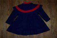 GIRL LONDON FOG NAVY RED VELVET WOOL DRESS CAPE COAT 3T  