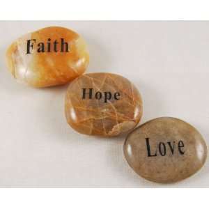  Set of 3 Word Stones Faith, Hope, Love 