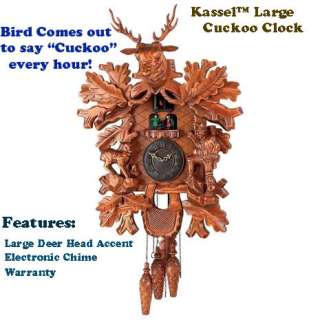 Kassel Large Black Forest Cuckoo Clock Hand Carved New  