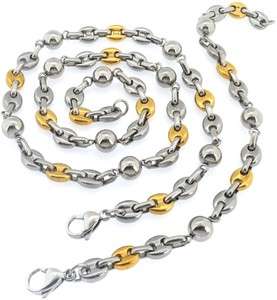 Mens Woman Stainless Steel Silver Gold Tone Marine Chain Bracelet 