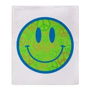  Stadium Throw Blanket Smiley Face With Peace Symbols 