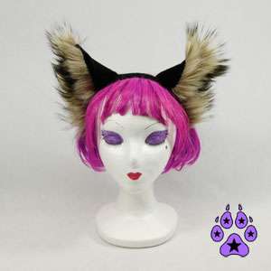 WOLF cosplay goth CANINE Anime HEADBAND furry Hat EARS cat Tan FOX 