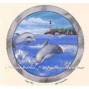  Dolphin Porthole Wall Mural