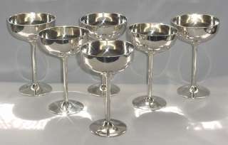 WMF GERMANY SILVERPLATE SET / 6 GOBLETS STAND CHAMPAGNE  