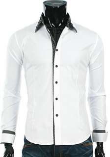 NWT Mens Slim Fit Double Collar Dress Shirts Casual Long Sleeve  