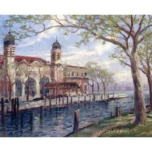  Thomas Kinkade   Ellis Island SN Canvas: Home & Kitchen
