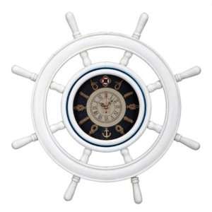  White Shipswheel Wall Decor Clock