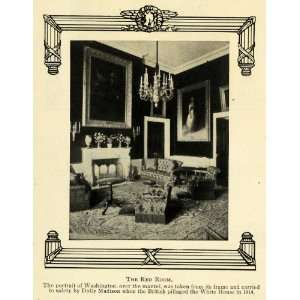  1909 Print Red Room White House Washington Portrait Art 