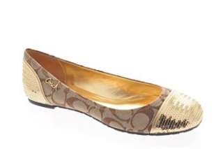 Coach NEW SHINE Womens Flats Shoes Medium Designer Beige Casual Sequin 