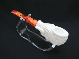 WILD BOAR Tobacco Smoking Meerschaum Pipe Pipes w/Case, Stand, Pouch 