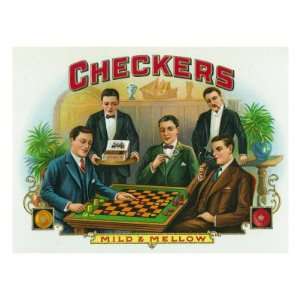  Checkers Brand Cigar Box Label Premium Poster Print, 24x18 