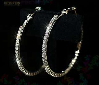 Lots 12Pairs 4cm 1Row Round Crystal Rhinestone Earrings  