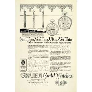  1924 Ad Antique Gruen Guild Pocket Watch Models Empire 50 