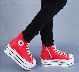 Womens High Top Platform Sneakers Shoes Red US 5.5~8