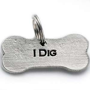  I Dig Designer Pewter Personalized Dog Collar Charm: Pet 