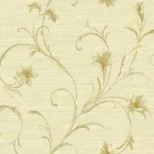   297 40207 20.5 Inch by 396 Inch Clarice   Scroll Floral Wallpaper, Tan