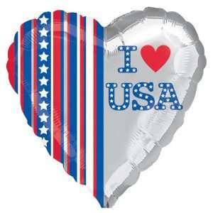  Lets Party By Mayflower I Love USA Heart Shaped Foil 