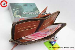 New Tough Punk Leather Brown Agraffe Mens Wallet A6680  