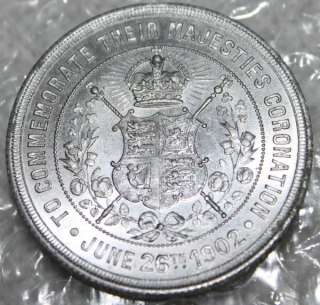 0053# 1902 UK (Great Britain) EDWARD VII Rare Medal 40MM.Aluminum 