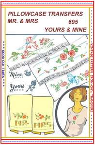 695 Pillowcases roses birds embroidery Transfer Pattern  