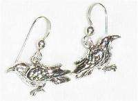 Sterling Silver RAVEN EARRINGS Crow Wiccan Goddess NEW  