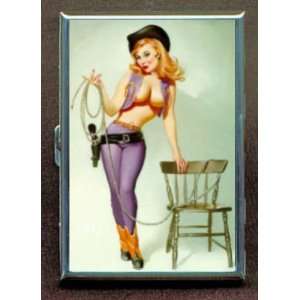  SEXY WESTERN GIRL RETRO PIN UP ID CIGARETTE CASE WALLET 
