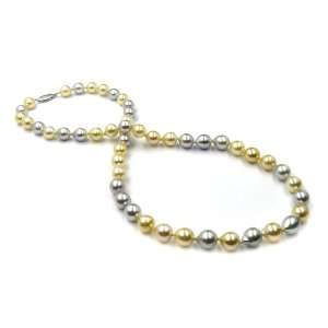  Multicolor Akoya Necklace 7 8MM. with 14K White Gold Clasp 