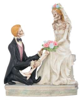 SKELETON LOVE NEVER DIES THE GATHER BENDED KNEE HALLOWEEN WEDDING CAKE 