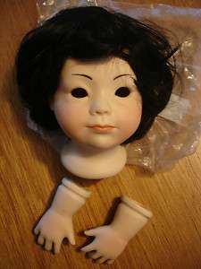 Reproduction Porcelain Bisque Doll Head & Hands Joyce Wolf May Ling 