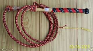 Traditional Australian Red Hide Stock Whip 7x4 plait  