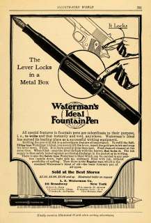 1918 Ad Lewis Watermans Fountain Pen Writing Gun Ink  