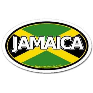  Jamaica and Jamaican Flag Car Bumper Sticker Decal Oval 
