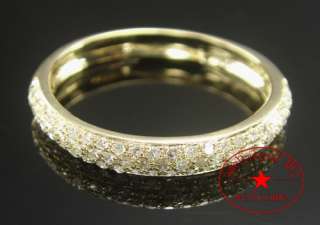 ROW PAVE SET 10K YELLOW GOLD NATURAL DIAMOND WEDDING RING BAND 