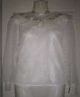 Vtg 60s Victorian Lace & Pearls XS Ivory Whi